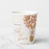 Bär, rosa Balloons, Heißluftballon, Babydusche Pappbecher (Rückseite)