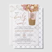 Bär, rosa Balloons, Heißluftballon, Babydusche Pergament Einladungen (Versetzt (Einladung))