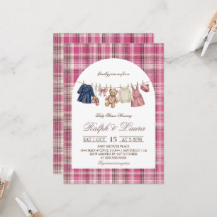 Bär Rosa Karo Old Money Babyparty Einladung