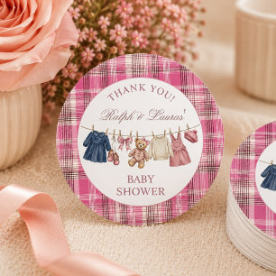 Bär Rosa Vornehm Luxus Baby Shower Danke Runder Aufkleber