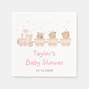 Bär Rosa Zug Baby Shower Serviette