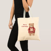 Bär Roter Pullover Weihnachten Tragetasche (Vorderseite (Produkt))