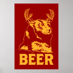 Bär + Rotwild = Bier Poster