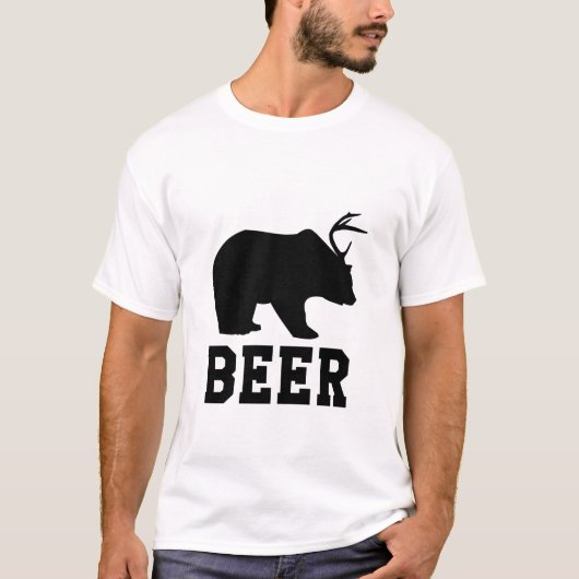 Bär + Rotwild = Bier T-Shirt (Vorderseite)