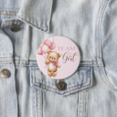 Bär runder Stift für Geschlecht-Reveal-Team Mädche Button (Beispiel)
