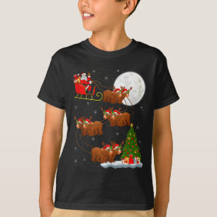 Bär Santa Schlitten Fliegend Lustig Magischer Weih T-Shirt