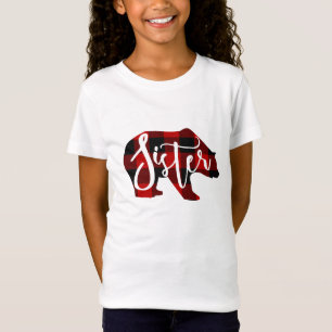 Bär Schwester Rustic Red Buffalo Karo Family T-Shirt