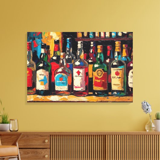 "Bar Shelf Bottle Collection" (Stil 2) Leinwanddruck (Insitu (Wohnzimmer))