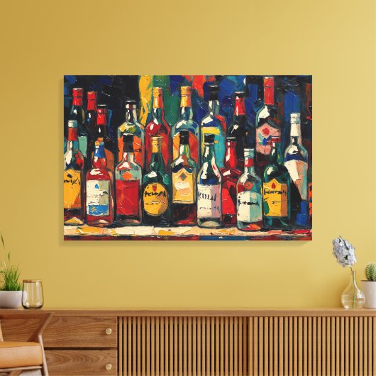 "Bar Shelf Bottle Collection" (Stil 3) Leinwanddruck (Insitu (Wohnzimmer))