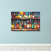 "Bar Shelf Bottle Collection" (Stil 5) Leinwanddruck (Insitu (Holzboden))