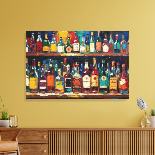 "Bar Shelf Bottle Collection" (Stil 5) Leinwanddruck (Insitu (Wohnzimmer))