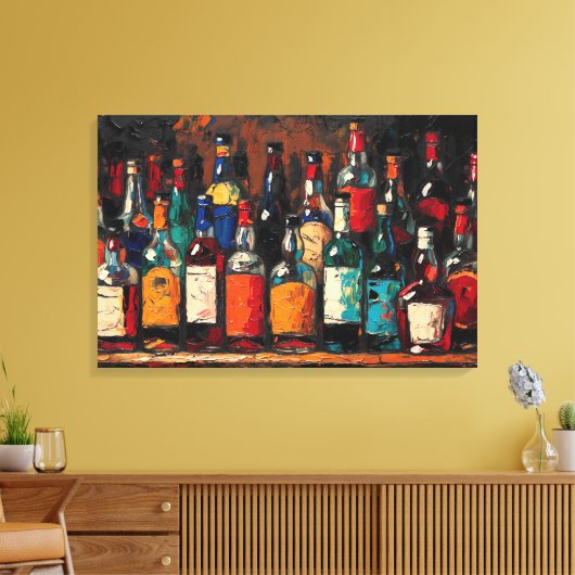 "Bar Shelf Bottle Collection" (Stil 8) Leinwanddruck (Insitu (Wohnzimmer))
