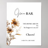 Bar Sign für "Meadow Open Bar Wedding Drinks" Poster (Vorne)