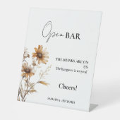 Bar Sign für "Meadow Open Bar Wedding Drinks" Sockelschild (Vorderseite)