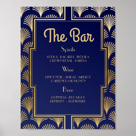 Bar Sign Wedding Reception 1920er Jahre Art Deco Poster (Vorne)