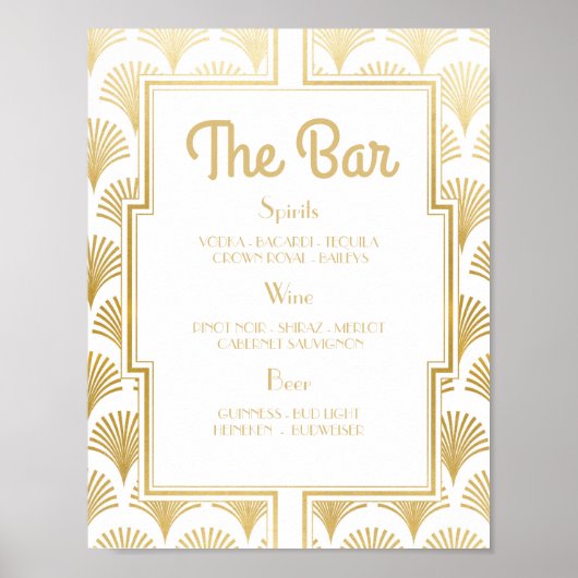 Bar Sign Wedding Reception 1920er Jahre Art Deco Poster (Vorne)