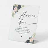 Bar Signatur für die Blume Navy & Blush Pink Sockelschild (Vorderseite)