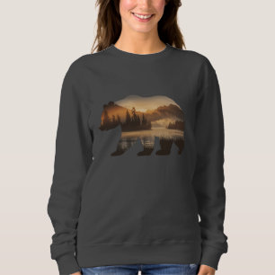 Bär-Silhouette-Design mit Sonnenuntergangsblick Sweatshirt