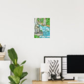 Bär sitzt an einem Bach Poster (Heimbüro)