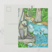 Bär sitzt an einem Bach Postkarte (Vorne/Hinten)