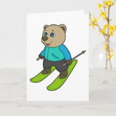 Bär Skifahrer Ski Karte (Gelbe Blume)