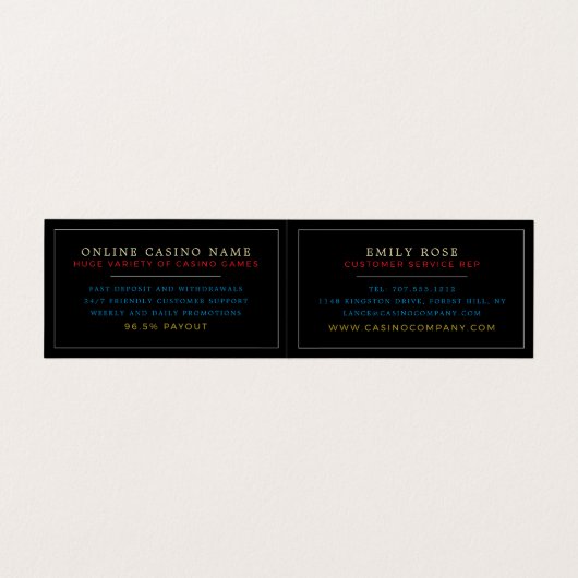 Bar Slot Machine, Casino Manager im Detail Visitenkarten (Innenseite Aufgefaltet)