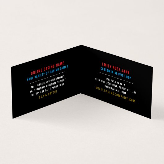Bar Slot Machine, Casino Manager im Detail Visitenkarten (Innenseite)