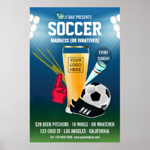 Bar Soccer Event Logo hinzufügen Poster