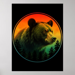 Bär Sonnenuntergang Natur Tier Wildnis Poster