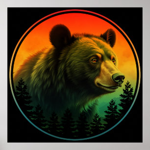 Bär Sonnenuntergang Natur Tier Wildnis Poster