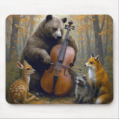 Bär spielt Cello in herbstlichen Wäldern Mousepad (Vorne)