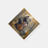Bär spielt Cello in herbstlichen Wäldern Serviette (Ecke)
