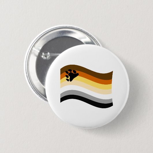 Bär Stolz Pfote Wellig Flagge Button (Vorne & Hinten)