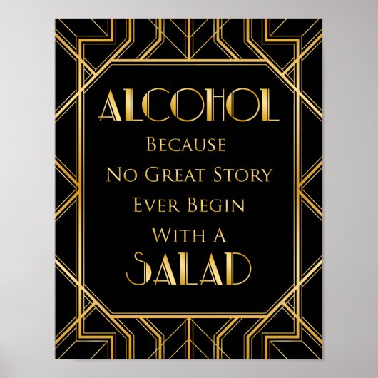 Bar Table Wedding Sign | Gatsby Art Deco Poster (Vorne)