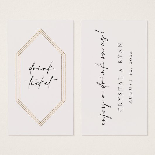 Bar Ticket Drink Token Hochzeitsempfangskarte C100 (Vorne & Hinten)