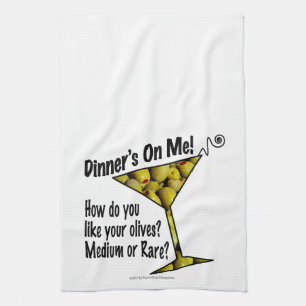 BAR TOWELS Dinner! Oliven? Mittel oder selten? Handtuch