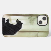 Bär trinkt Kaffee im Wald iPhone Hülle (Rückseite (Horizontal))