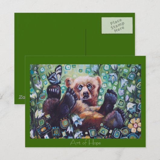 Bär u. Schmetterling Postkarte (Vorne/Hinten)