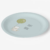 Bär- und Ballon-Papierplatte - Blau Pappteller (Schrägansicht)