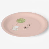 Bär- und Ballon-Papierplatte - Pfirsich Pappteller (Schrägansicht)