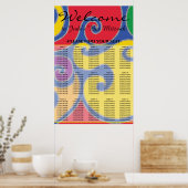 Bar und Bat Mitzvah farbenfrohe Wirbel Sitzplan Poster (Küche)