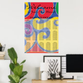 Bar und Bat Mitzvah farbenfrohe Wirbel Sitzplan Poster (Heimbüro)