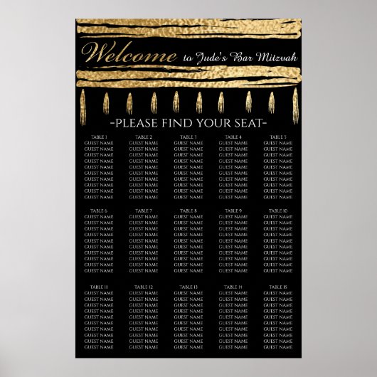 Bar und Bat Mitzvah Gold Tallit Seekarte Poster (Vorne)