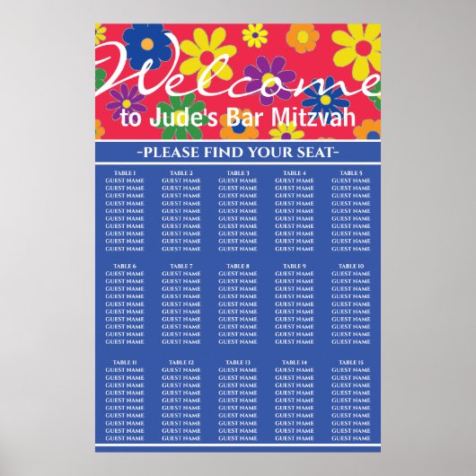Bar und Bat Mitzvah Sitzdiagramm Poster (Vorne)