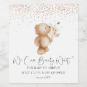 Bär und Biene | Wir können frühzeitig warten! Baby Weinetikett (Einzelnes Label)