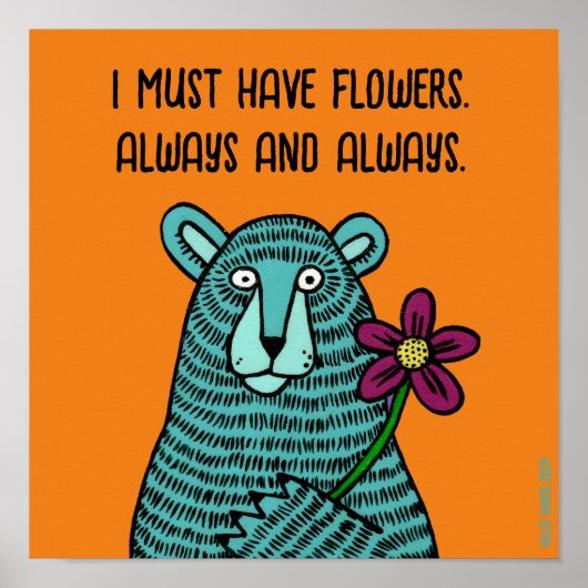 Bär und Blume Poster (Vorne)