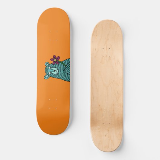 Bär und Blume Skateboard (Vorderseite)
