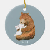 Bär und Bunny Couple Custom Jubiläum Valentine Keramik Ornament (Vorne)