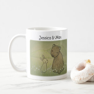 Bär und Bunny Couple Individuelle Name Geschenk Kaffeetasse