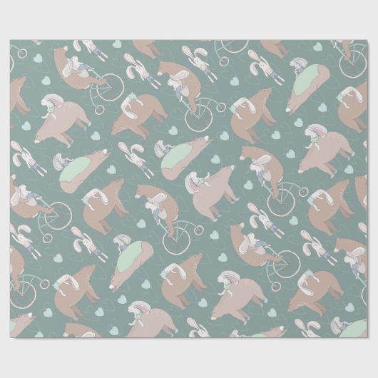 Bär und Bunny Geschenkpapier (Flach)